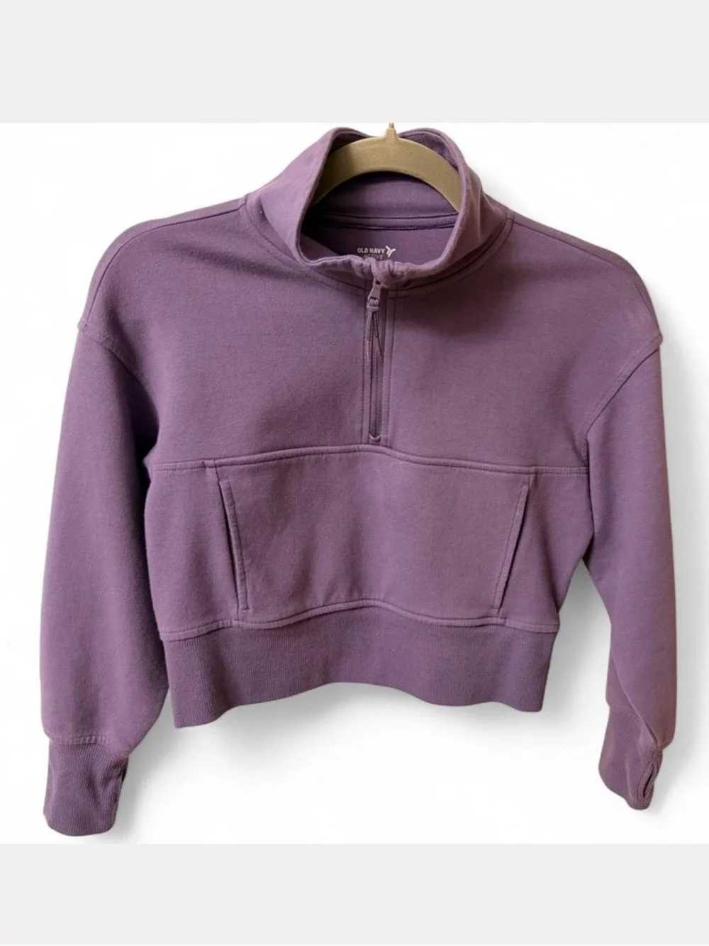 Kids Purple Cropped Quarter-Zip Sweater